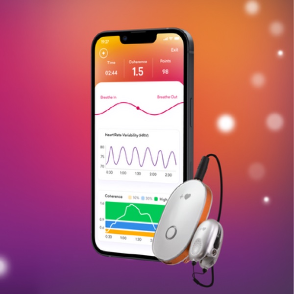 HeartMath heart-coherence training app and sensor